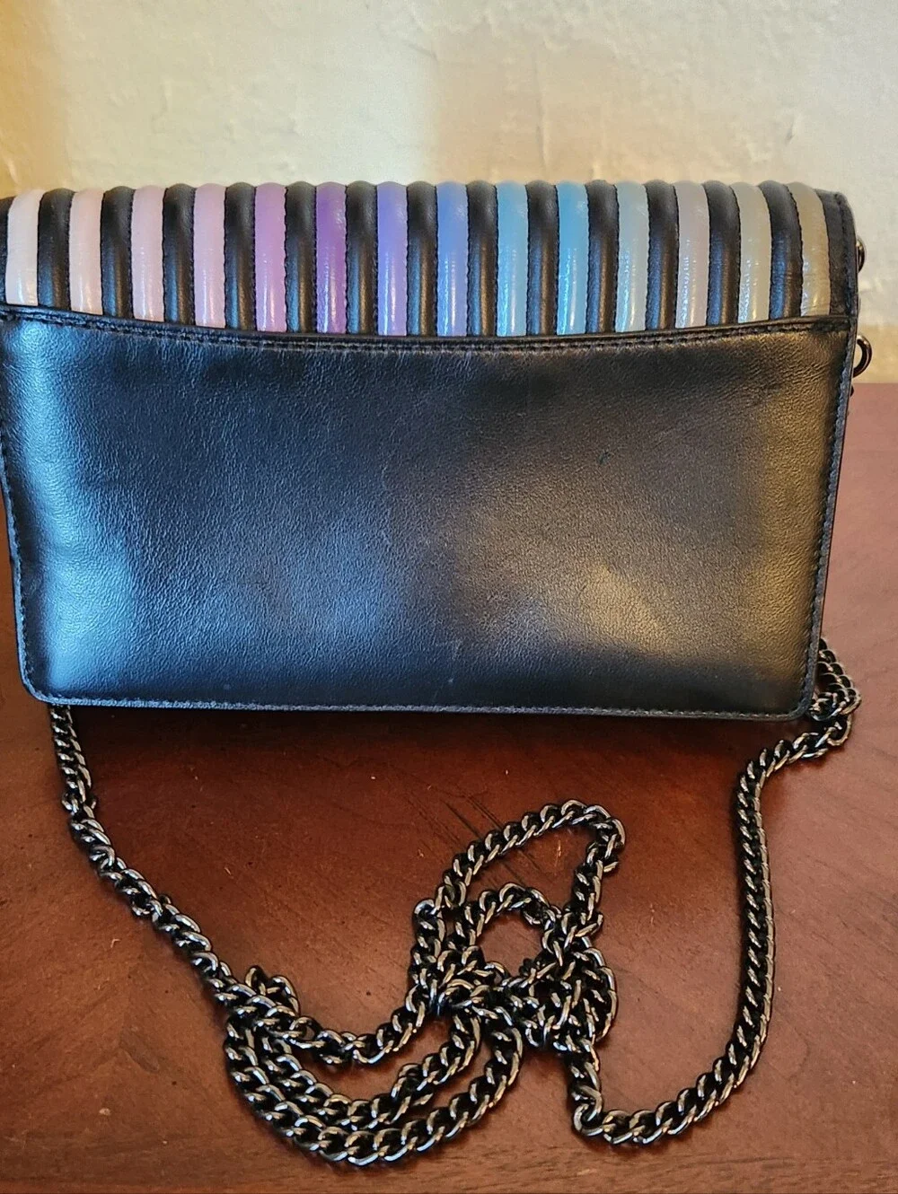 🌈 COACH Callie Foldover Rainbow Ombré Chain Clutch Bag - Picture 3 of 11